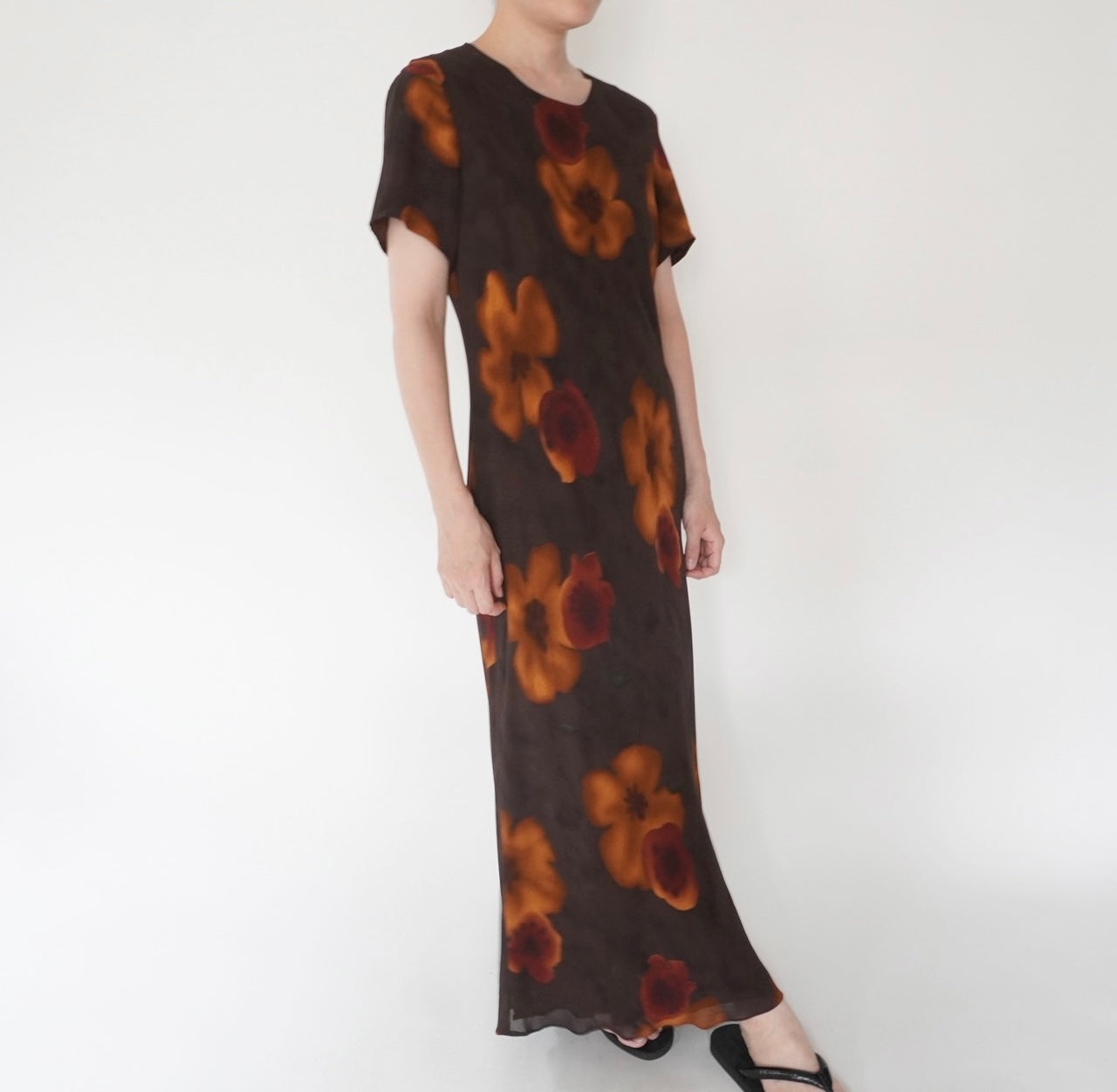 90s Floral Print Maxi Dress