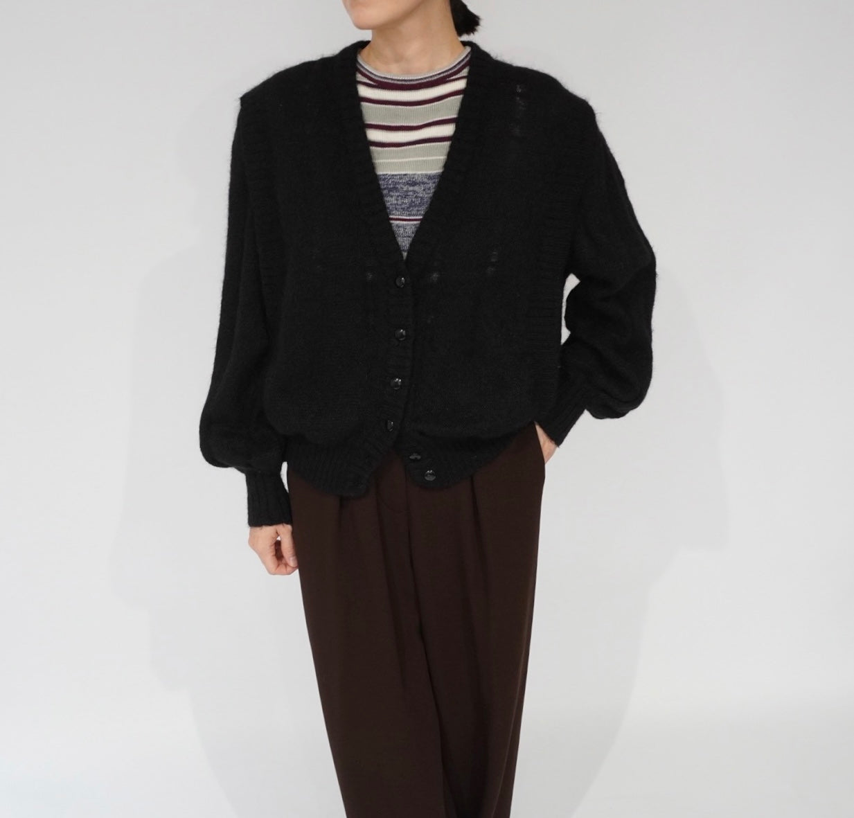 90s Balloon Sleeves Mohair Knit Cardigan Made in Italy