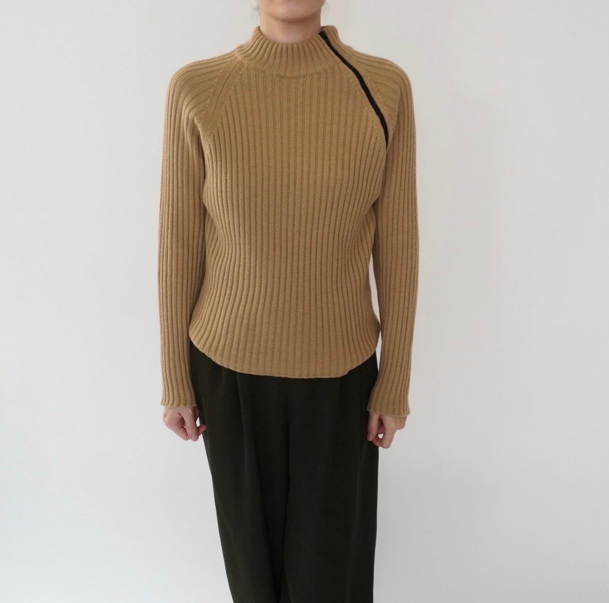 90s Zip Design Ribbed Top Made in Italy