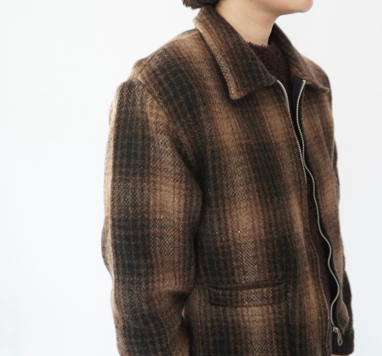 90s Wool Shadow Plaid Jacket
