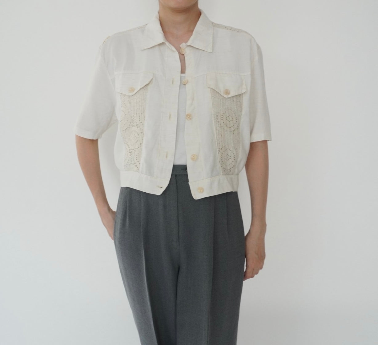 80s EURO Crochet Design Shirt