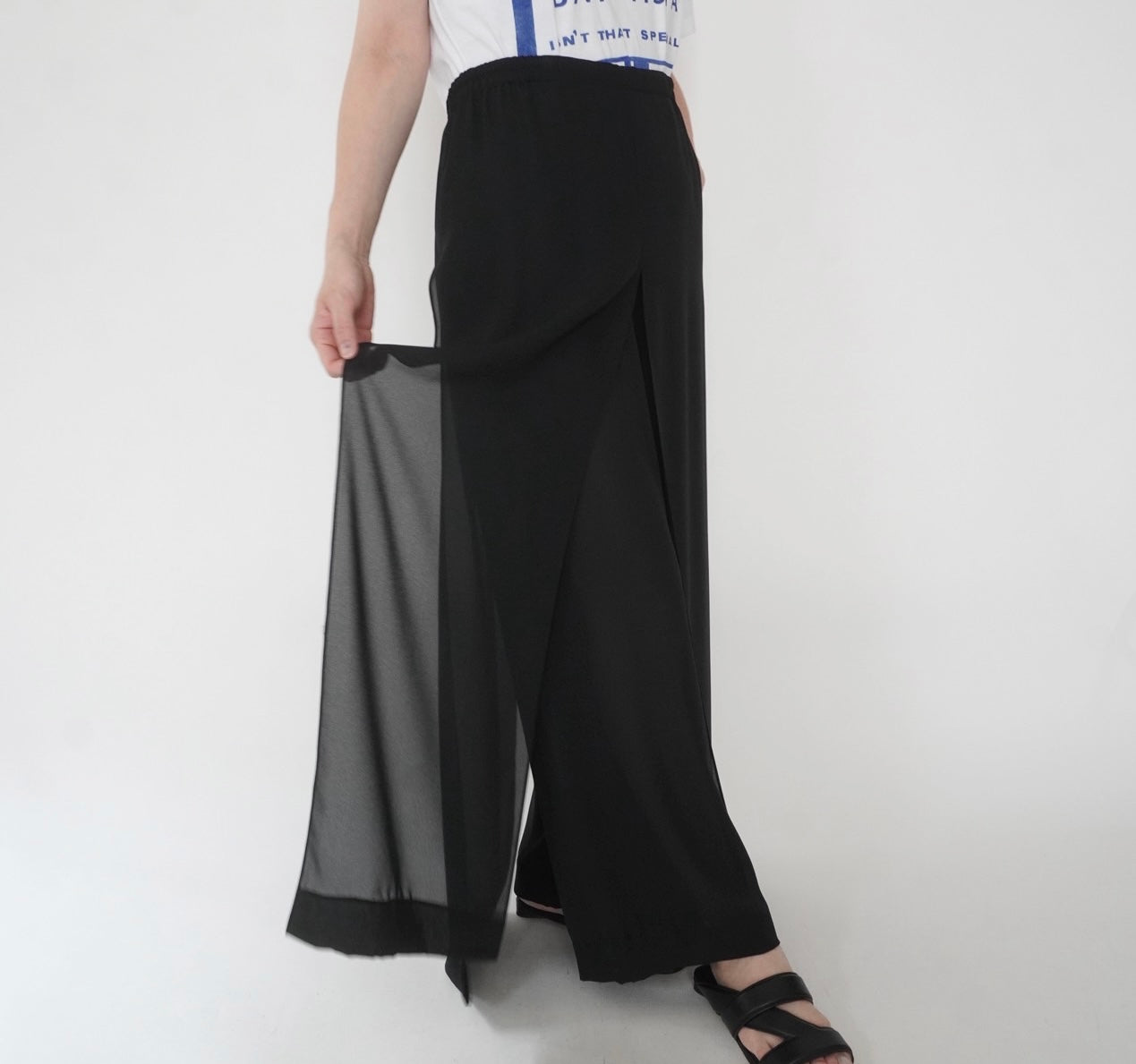 90s Slit Design Wide Pants