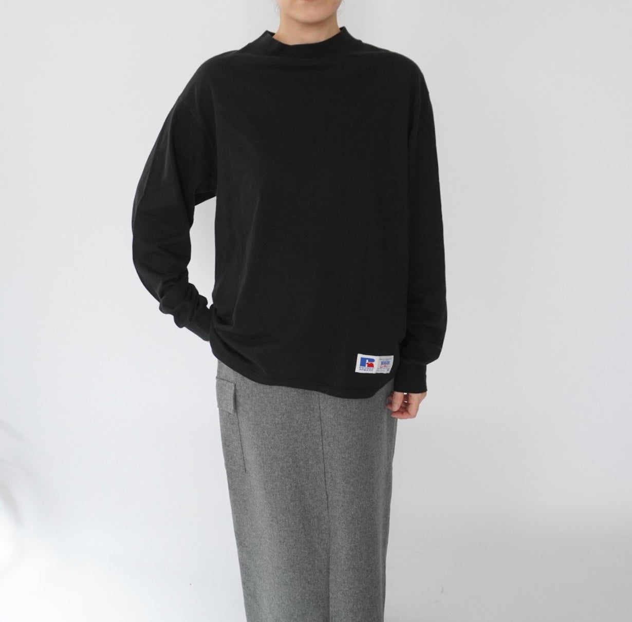 90s Mock Neck Long Sleeves T-shirt  Made in USA