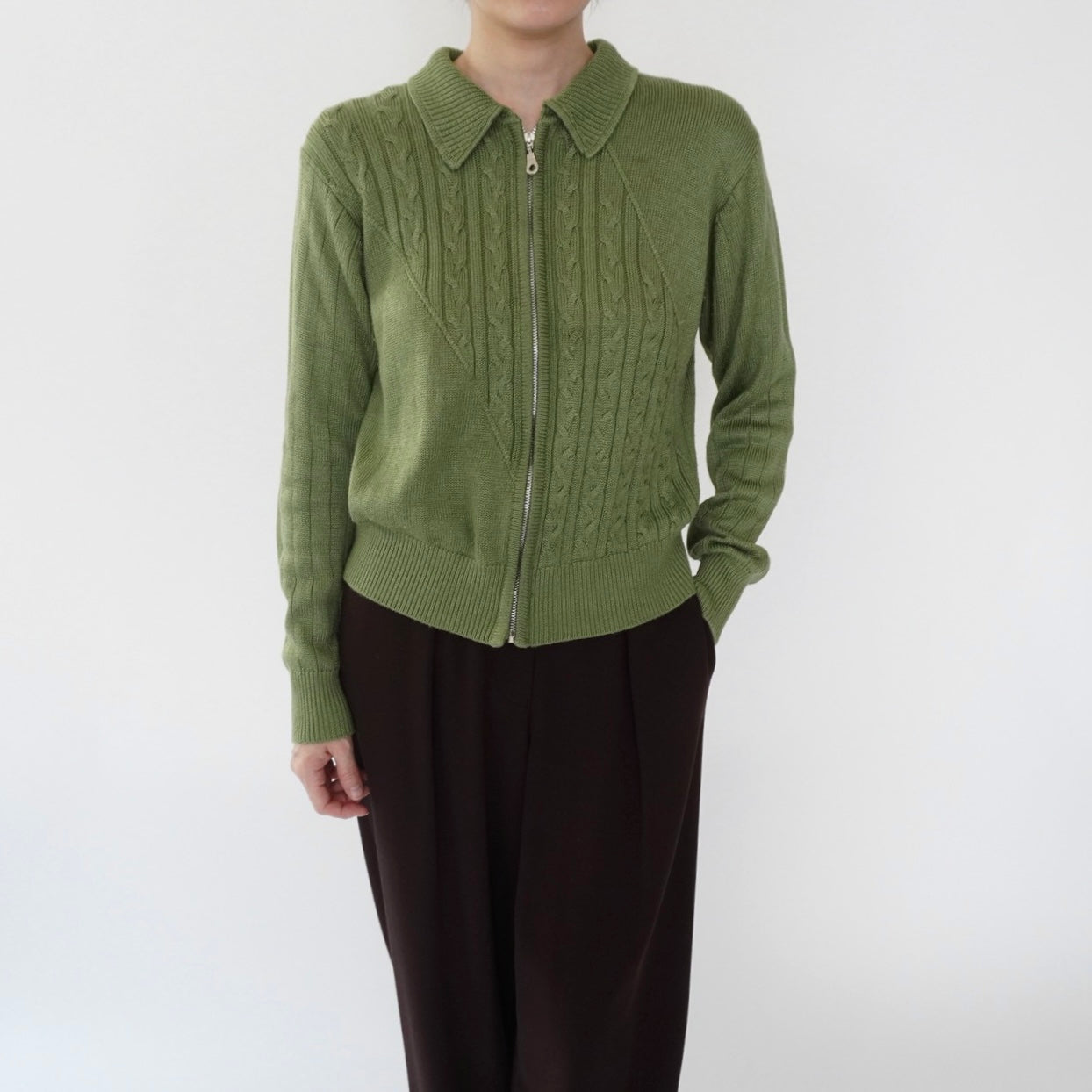 90s Zip Light Knit Top