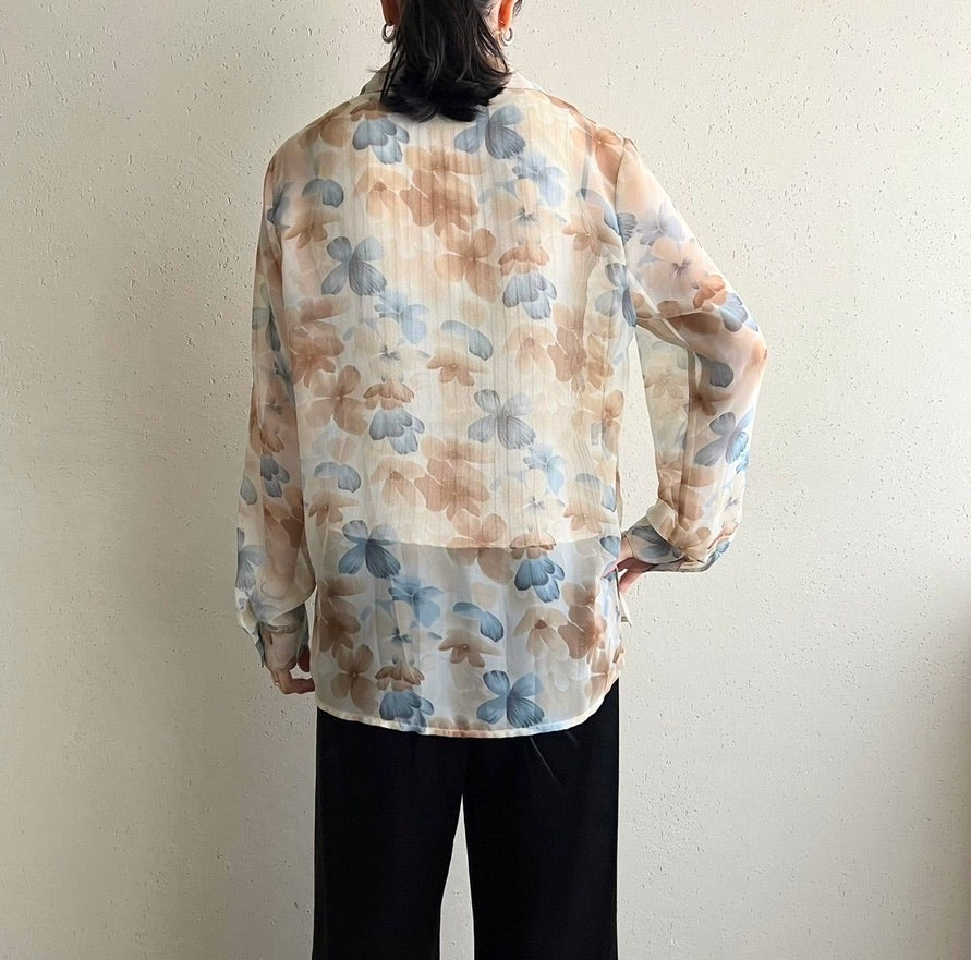 90s Printed  Sheer Shirt