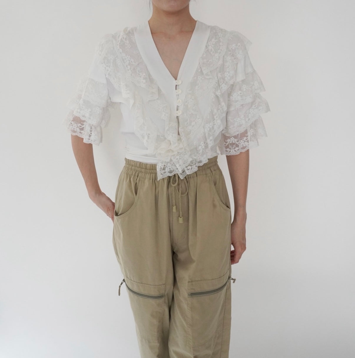 80s Lace Design Blouse