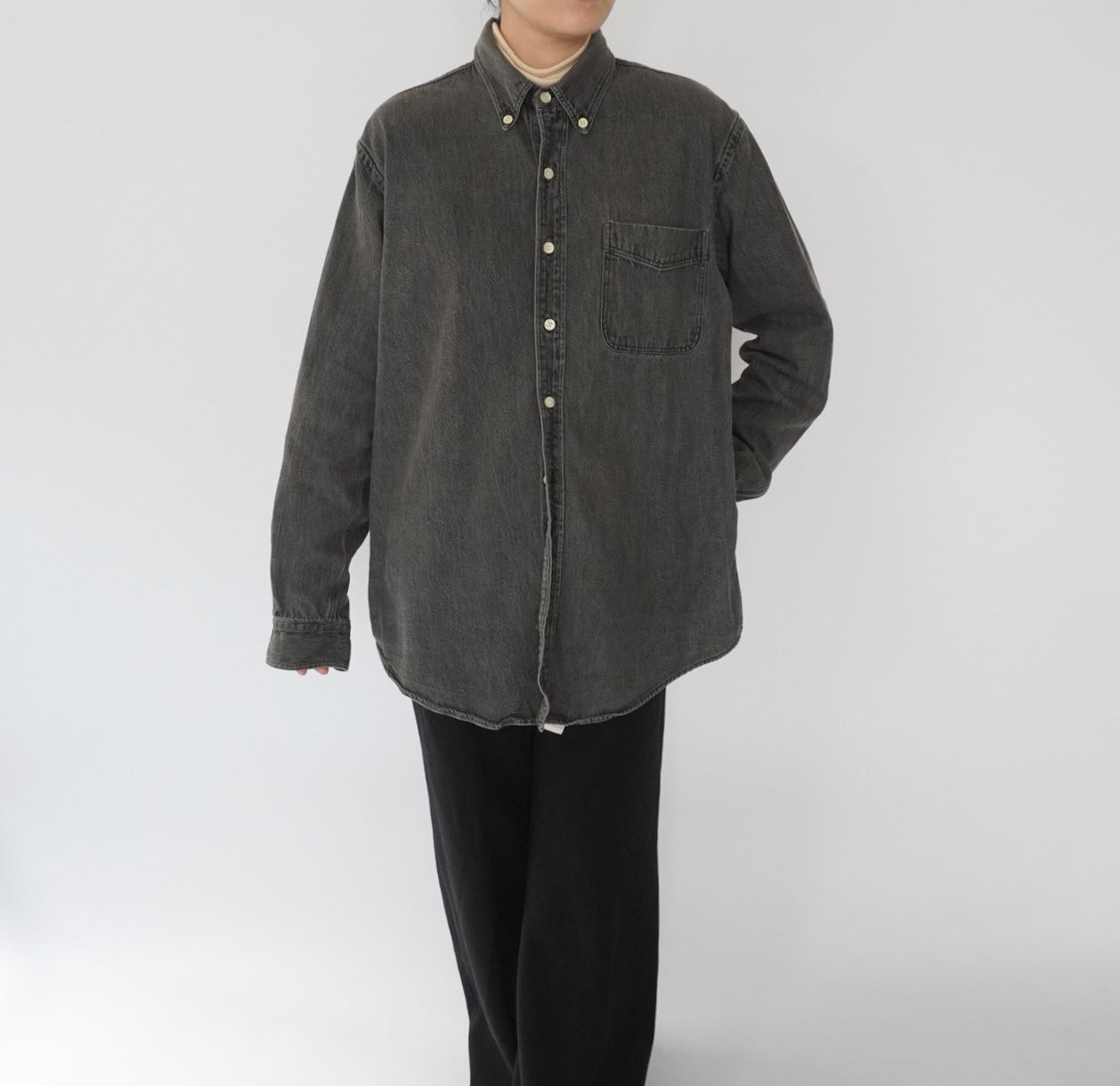 90s "J.CREW" Black Denim Shirt Made in USA