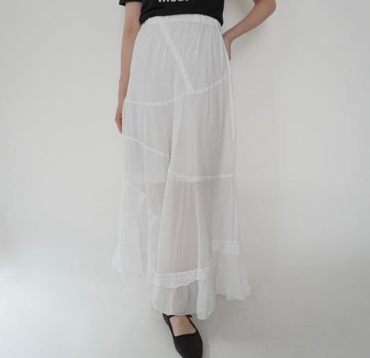 90s Cotton Lace Design Skirt Made in Italy