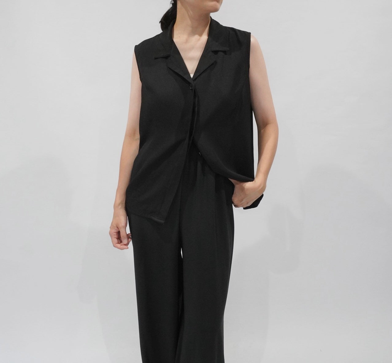 90s Black Vest,Blouse