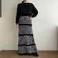 90s Black x White Knit Maxi Skirt