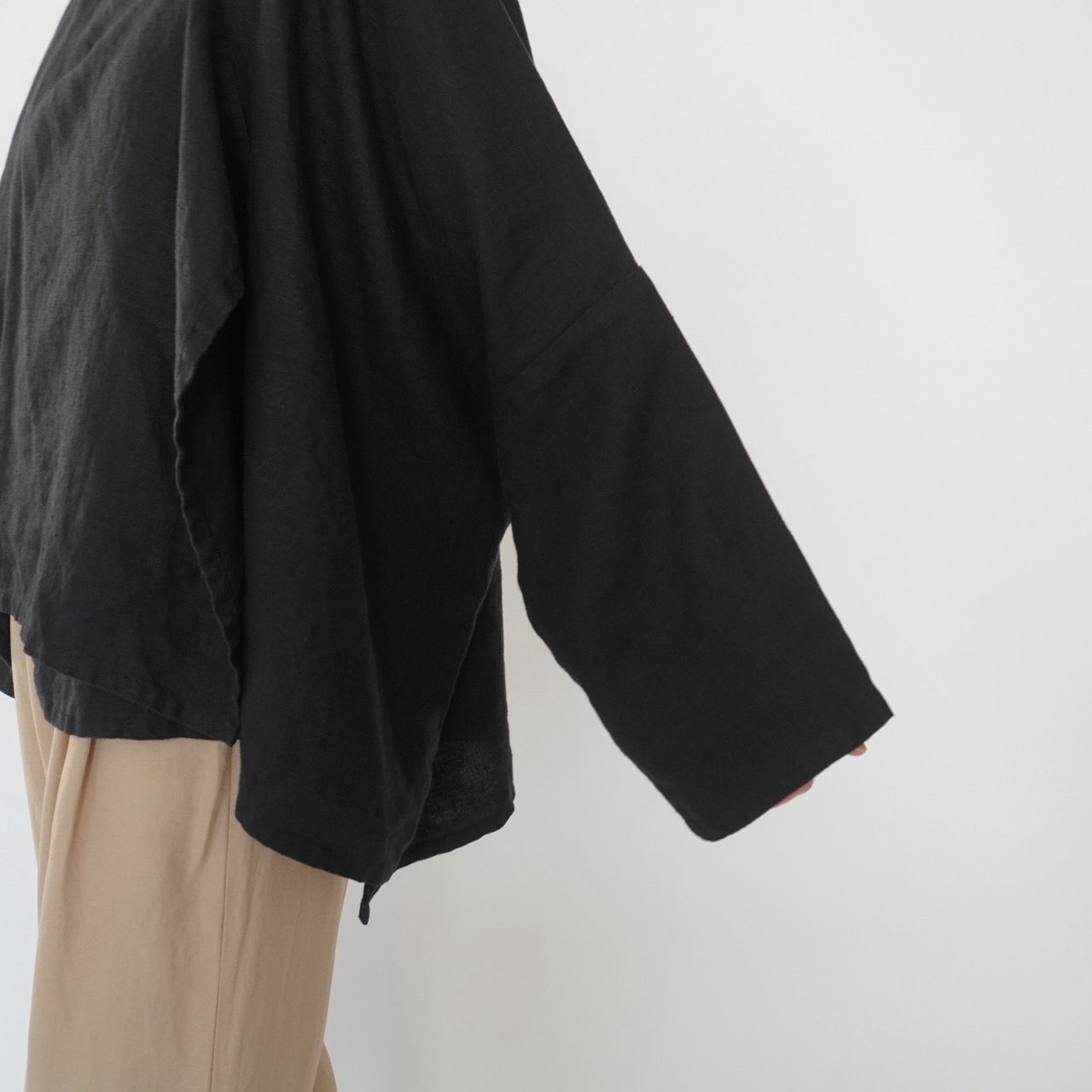 90s Black Linen Design Jakcet