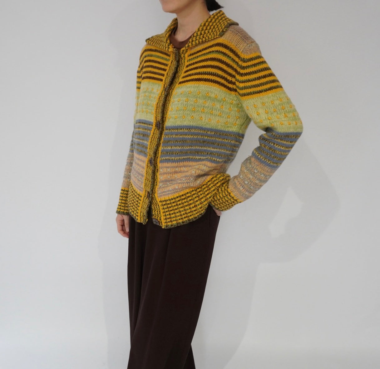 90s "BENETTON" Multi Striped Cardigan Made in Italy