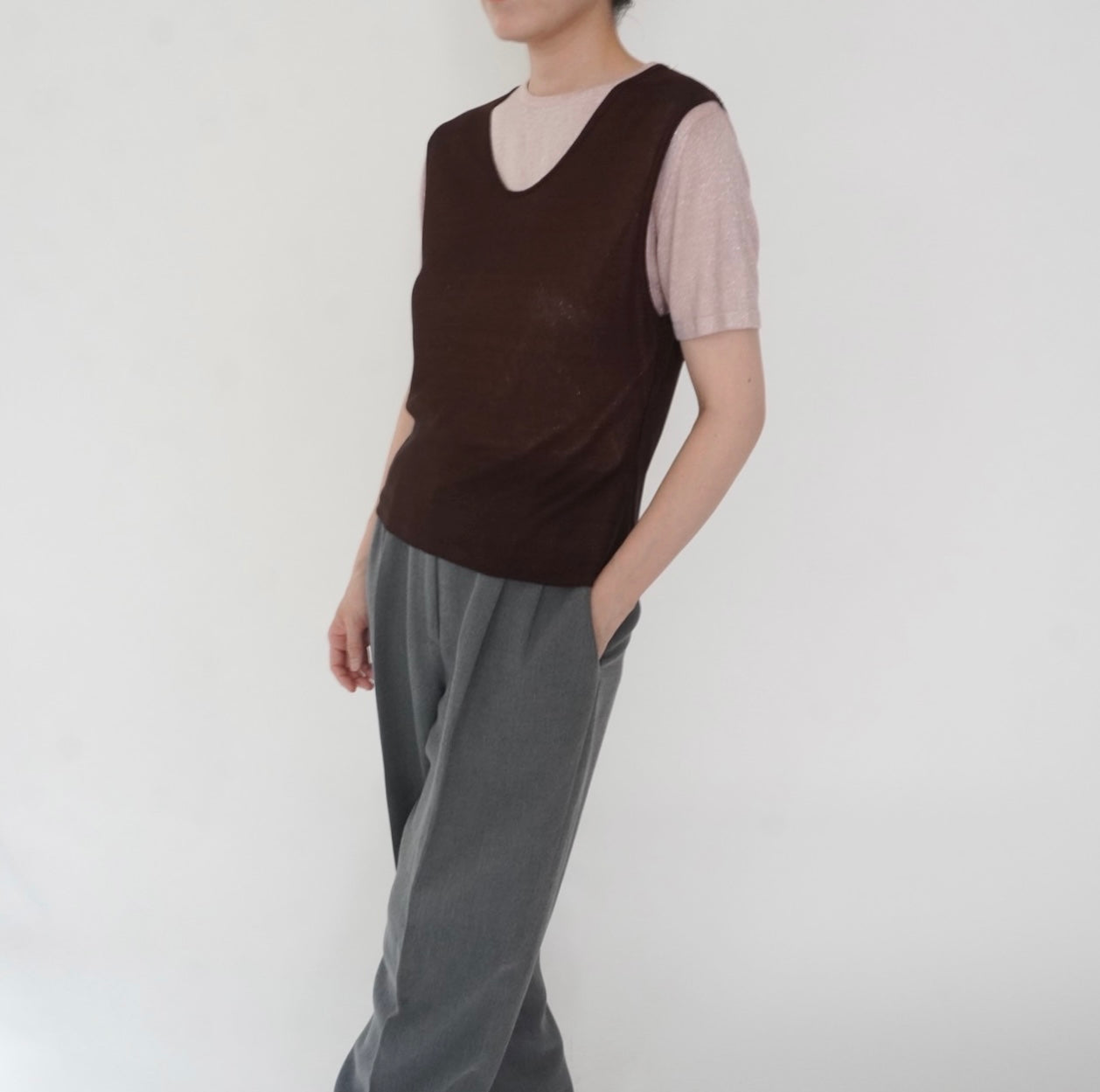 90s Brown Sleeveless Top Made in Italy