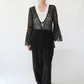 90s Black Sheer Design Top