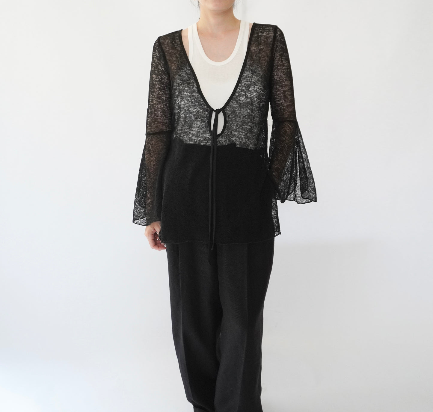 90s Black Sheer Design Top