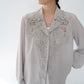 70s Hand Embroidery Silk Shirt Dead Stock
