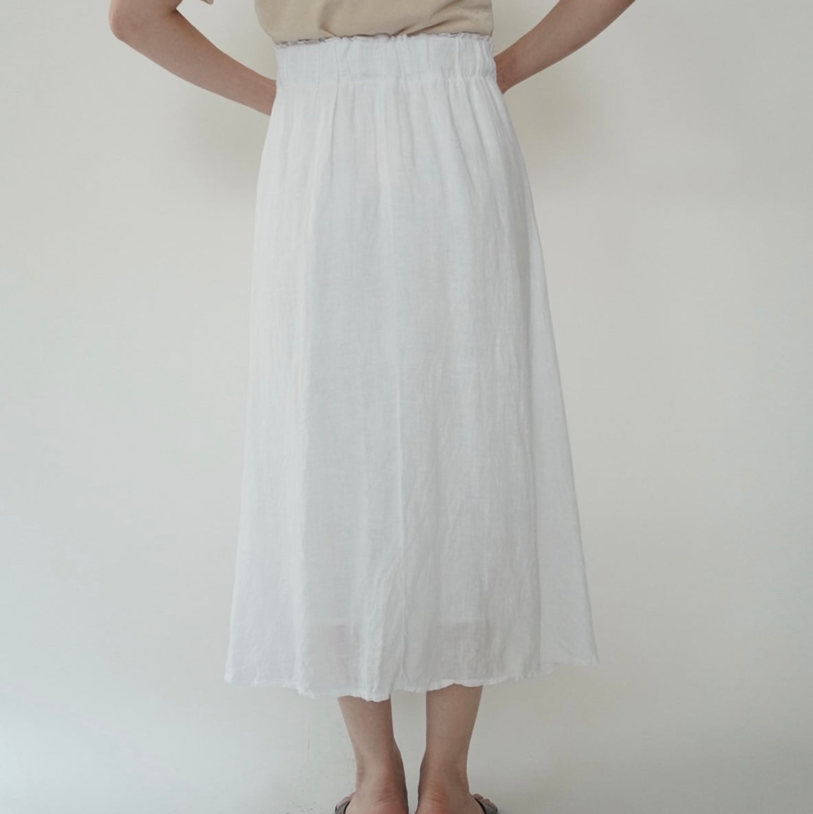 90s White Linen Skirt