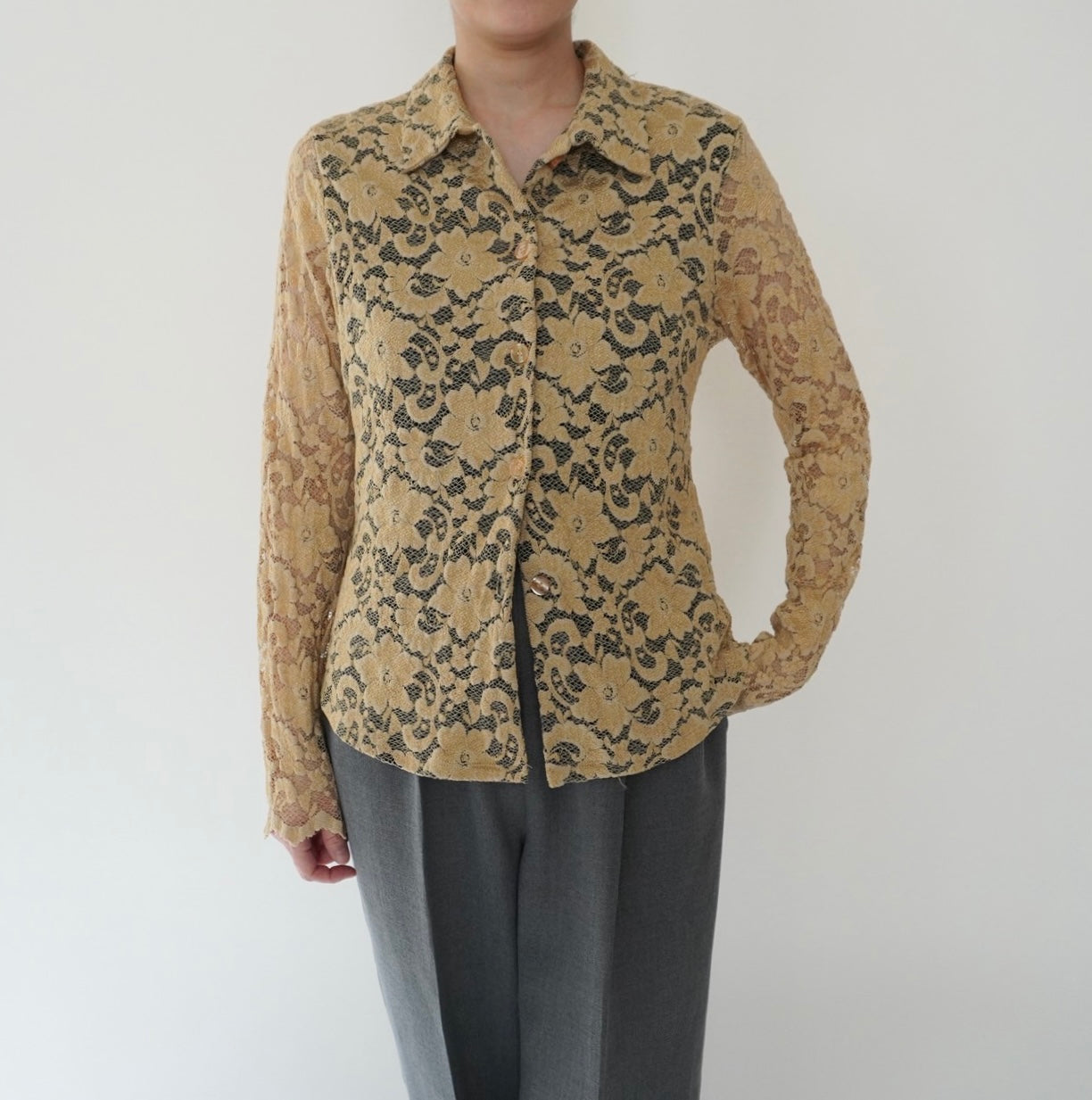 90s Lace Design Shirt Made in USA