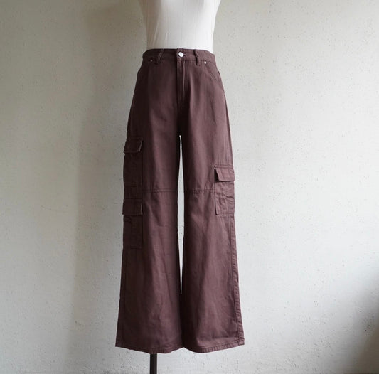 Brown Work Wide Pants