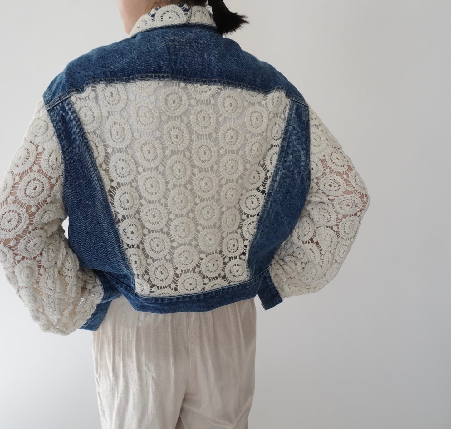 90s Crochet Denim Jacket