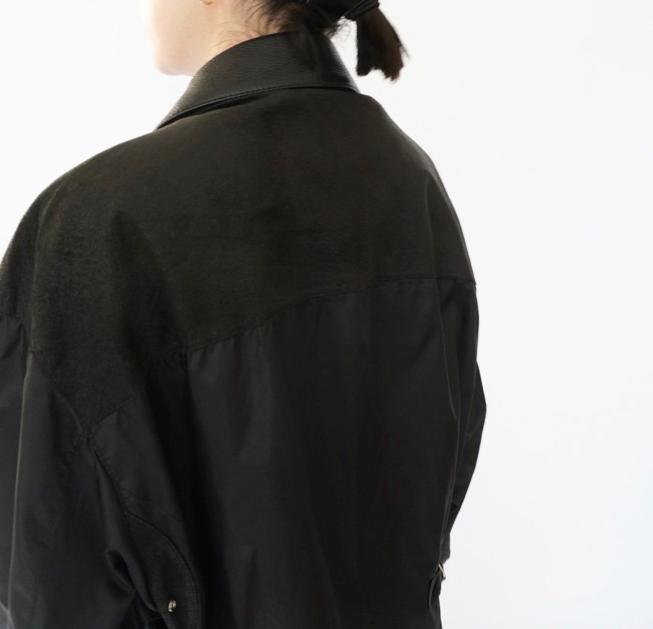 90s Leather × Nylon Jacket