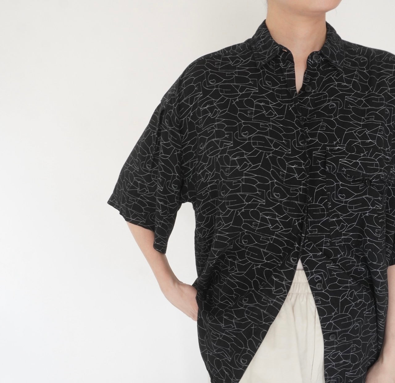 90s Black  Pattern Shirt