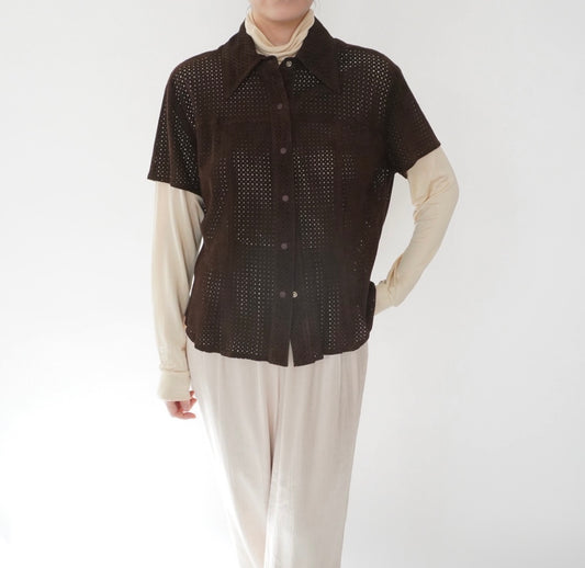 90s Suede Leather Shirt