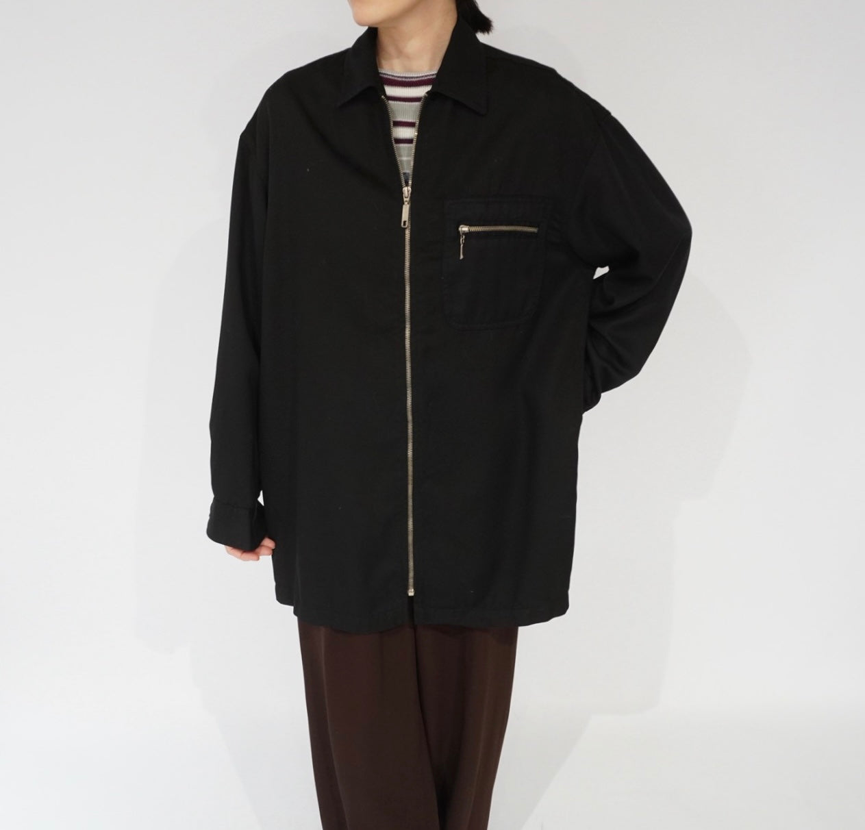 90s Rayon Zip Shirt Jacket