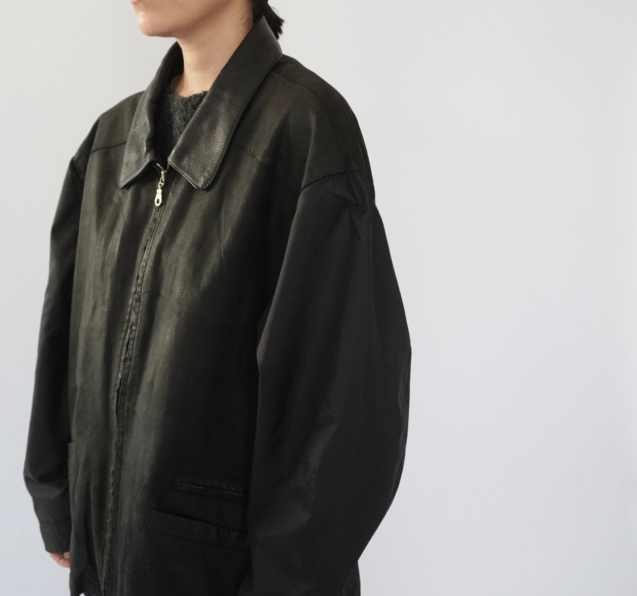 90s Leather × Nylon Jacket