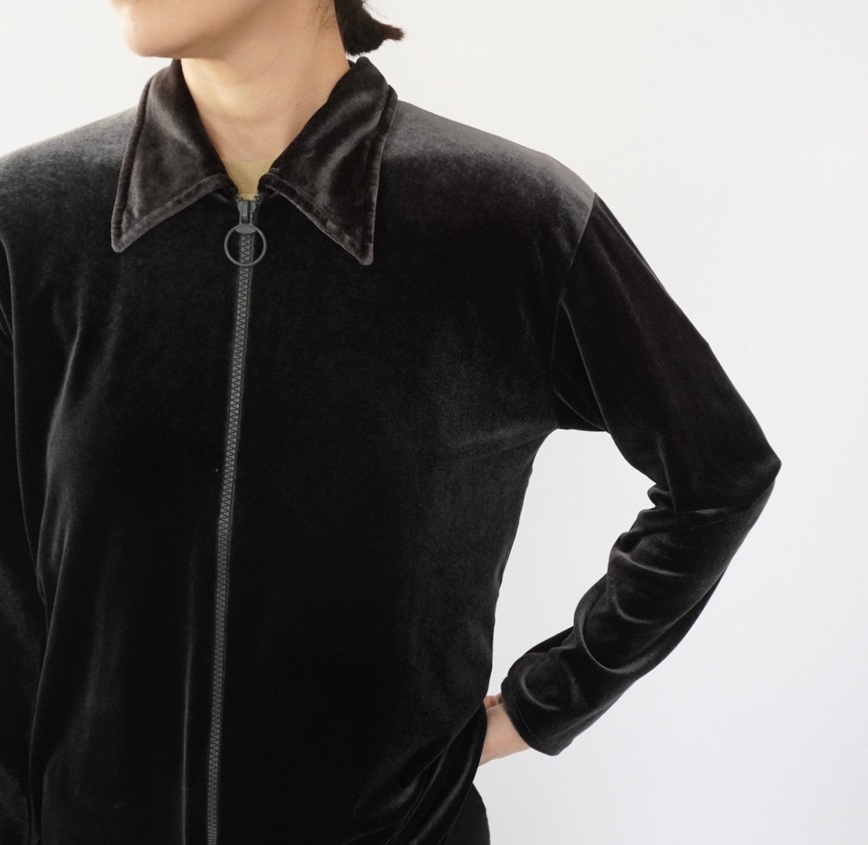 70s Zipped Velour Top