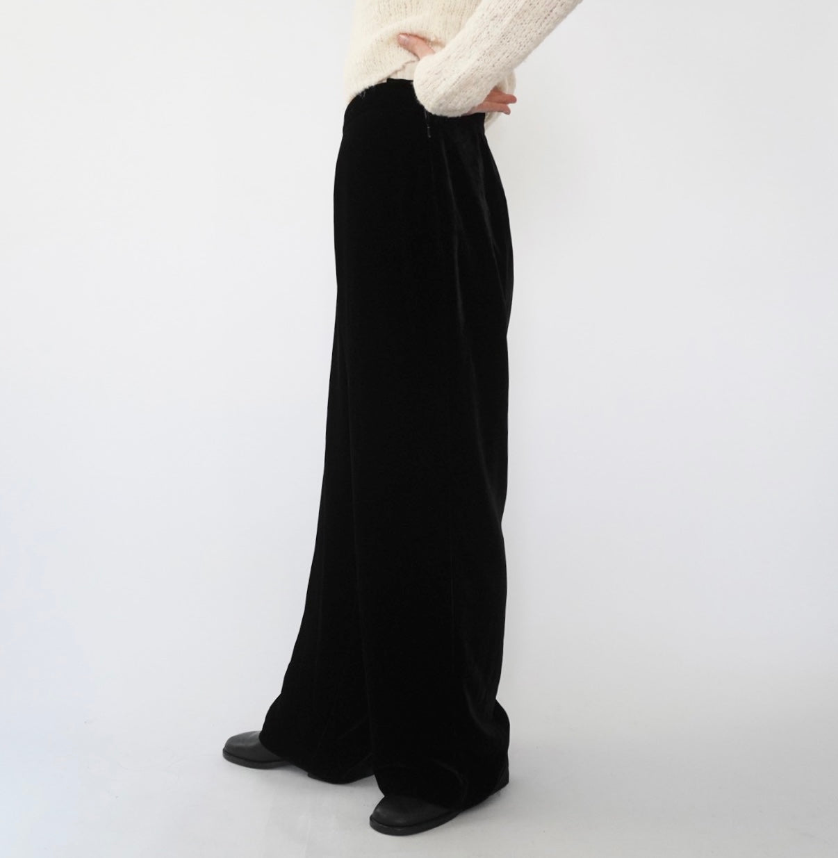 90s Velour High Waist Wide Pants