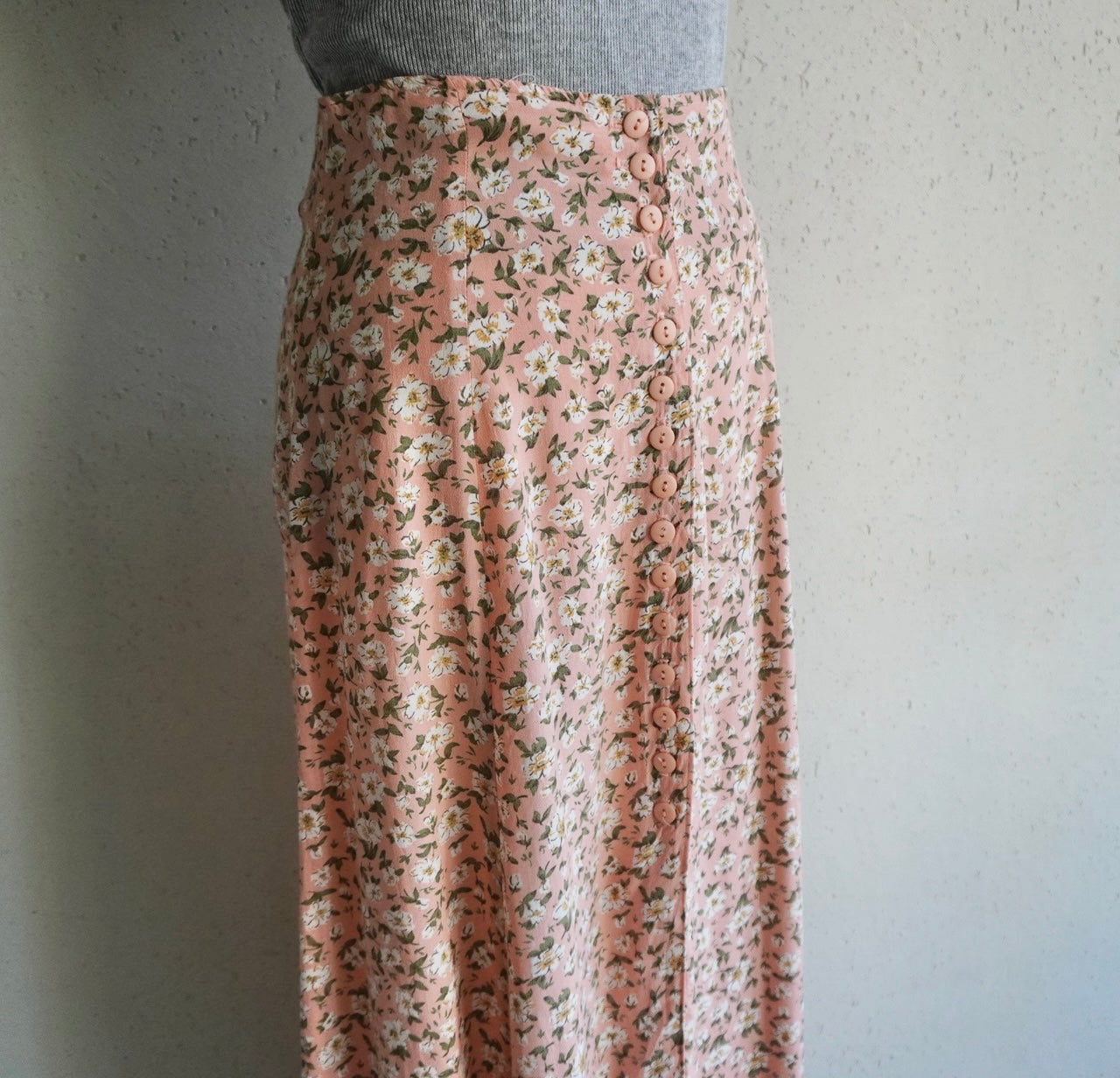 80s Floral Print Maxi Skirt Made in USA