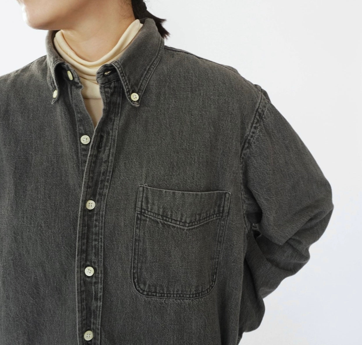 90s "J.CREW" Black Denim Shirt Made in USA