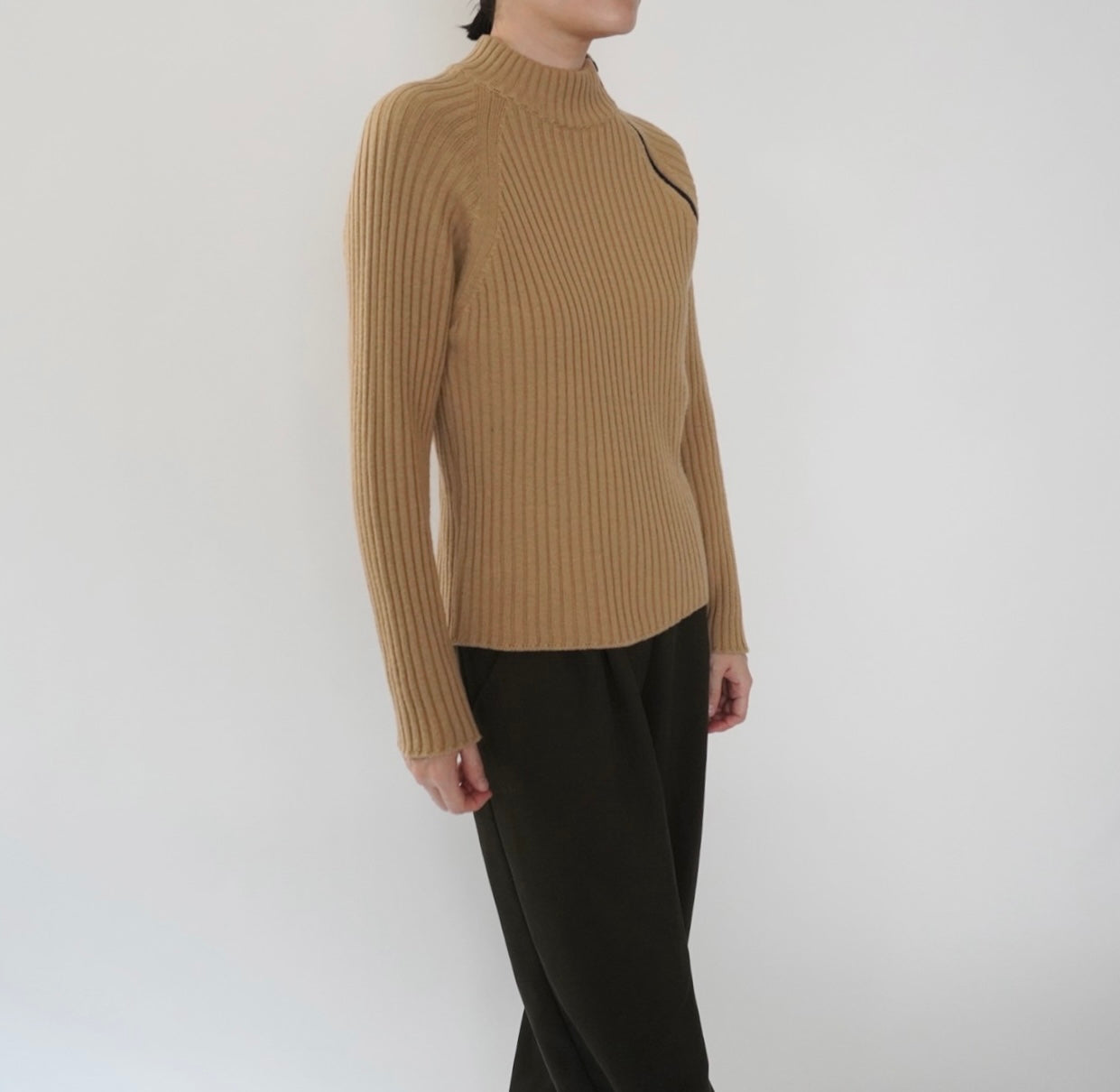 90s Zip Design Ribbed Top Made in Italy
