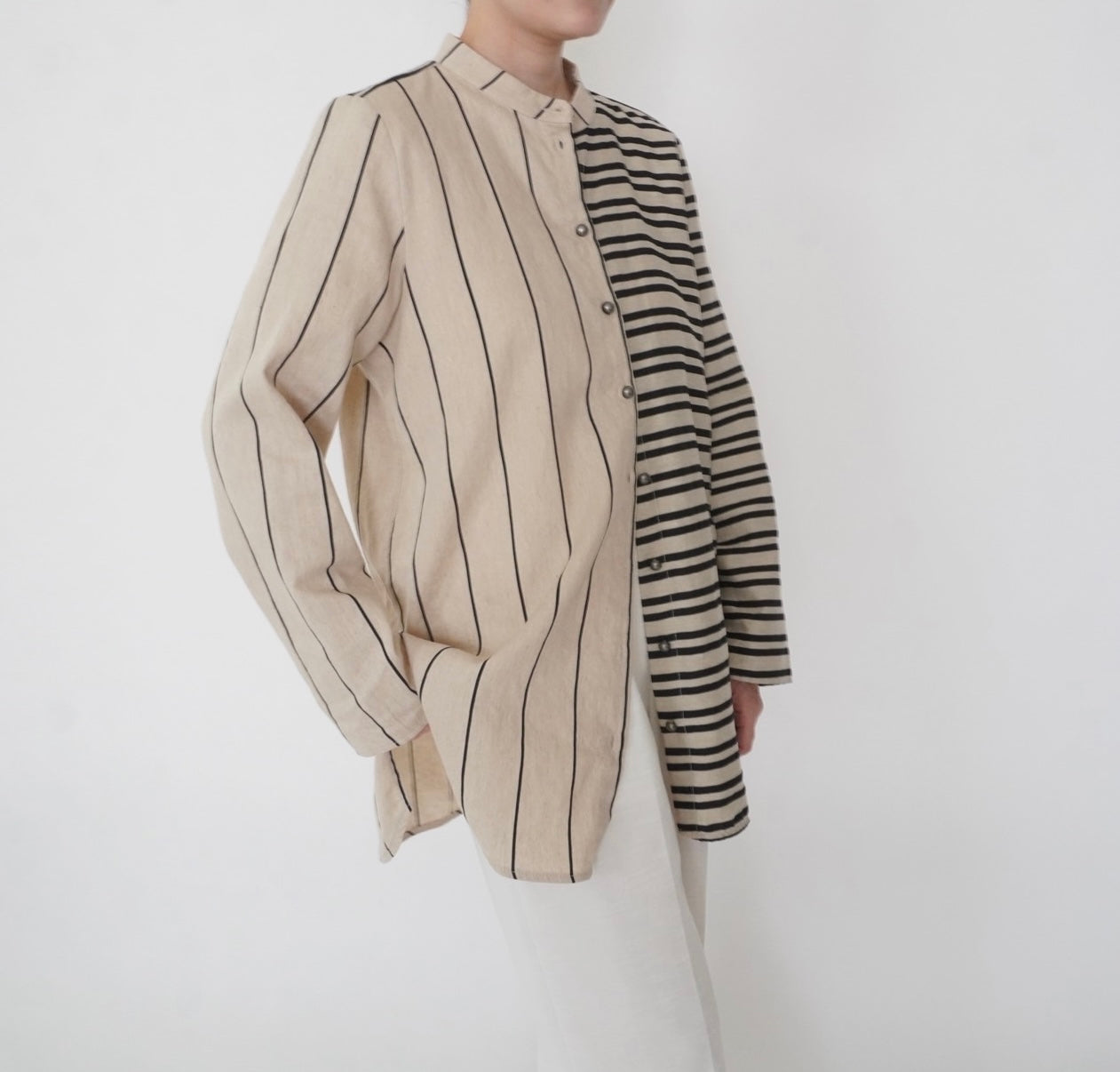 Beige Striped Design Shirt Made in Italy