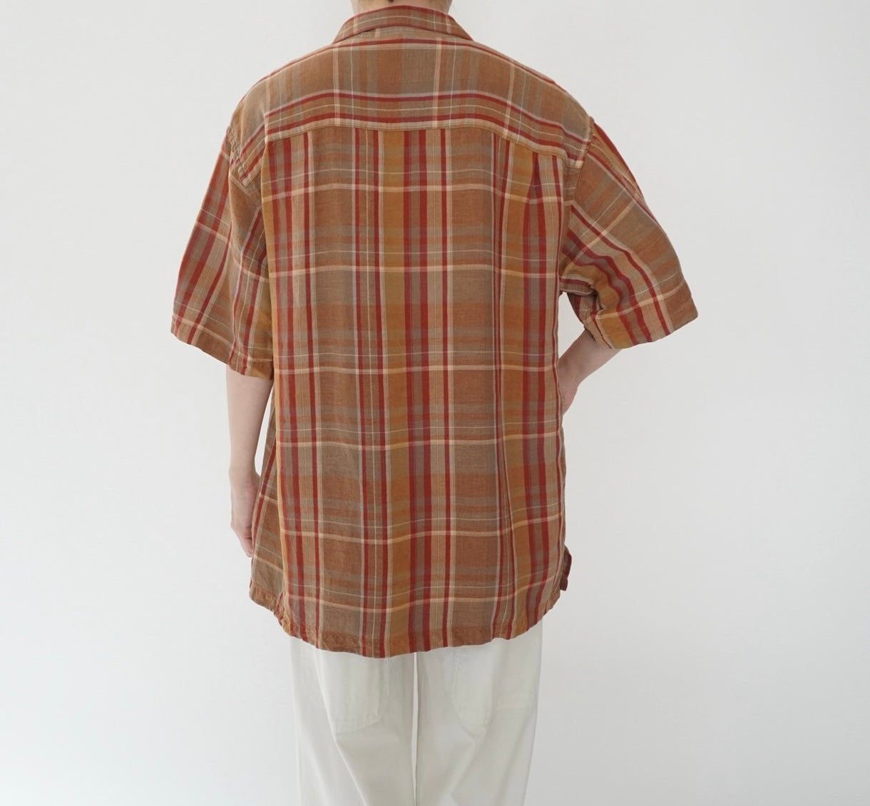 90s Linen Plaid  Shirt
