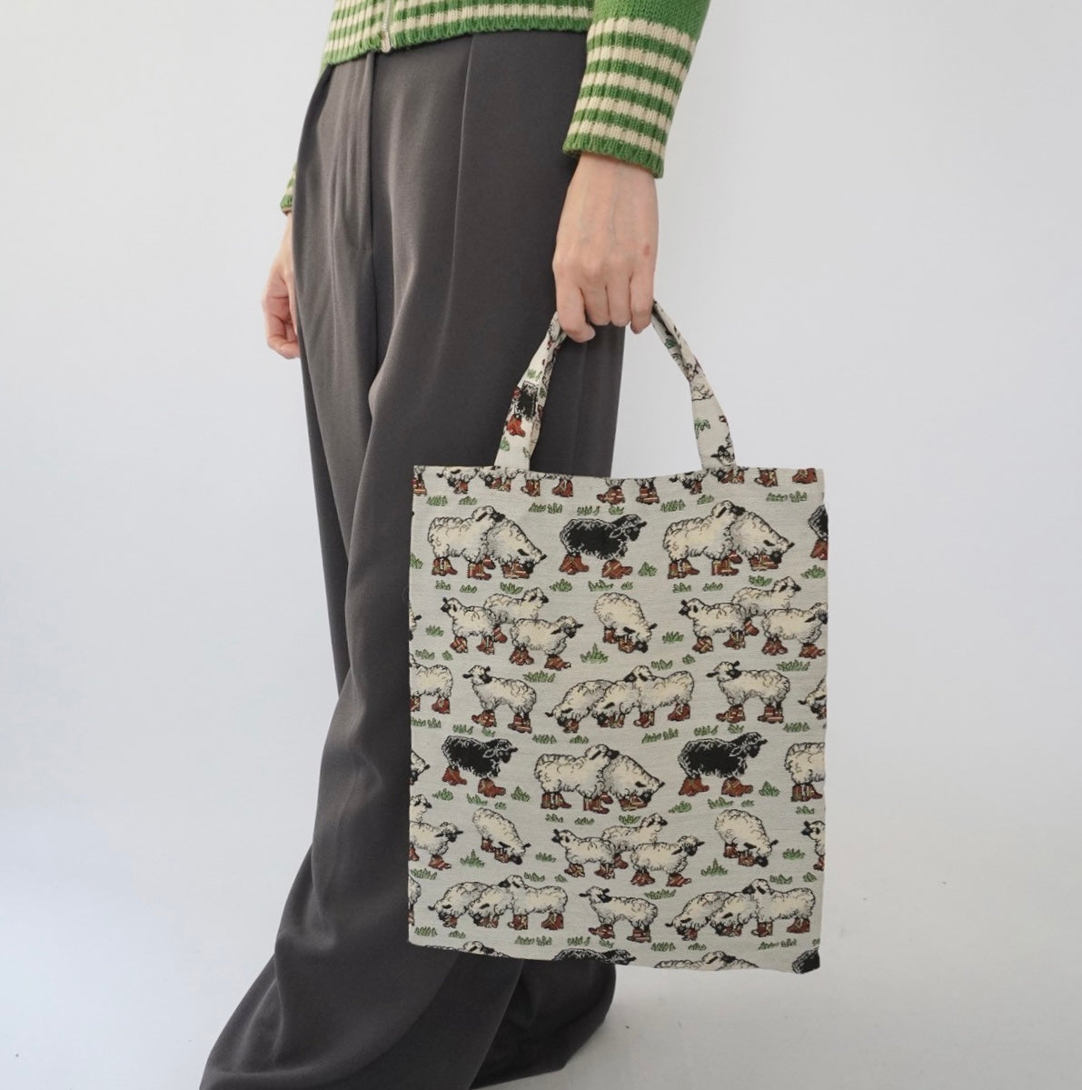 90s Sheep Pattern Tote Bag