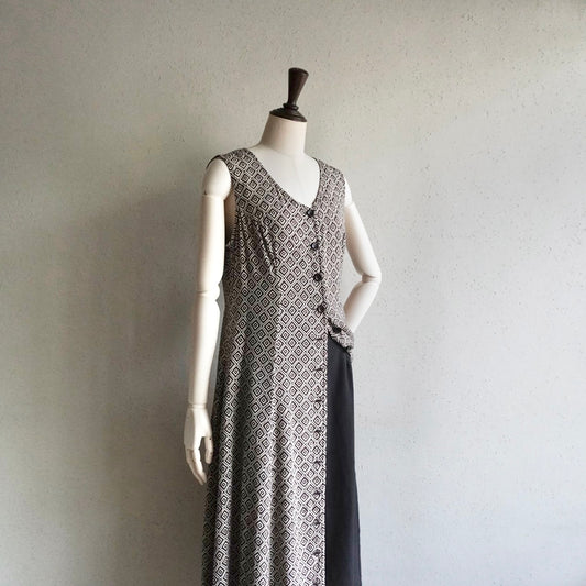 90s EURO Sleeveless Printed Dress