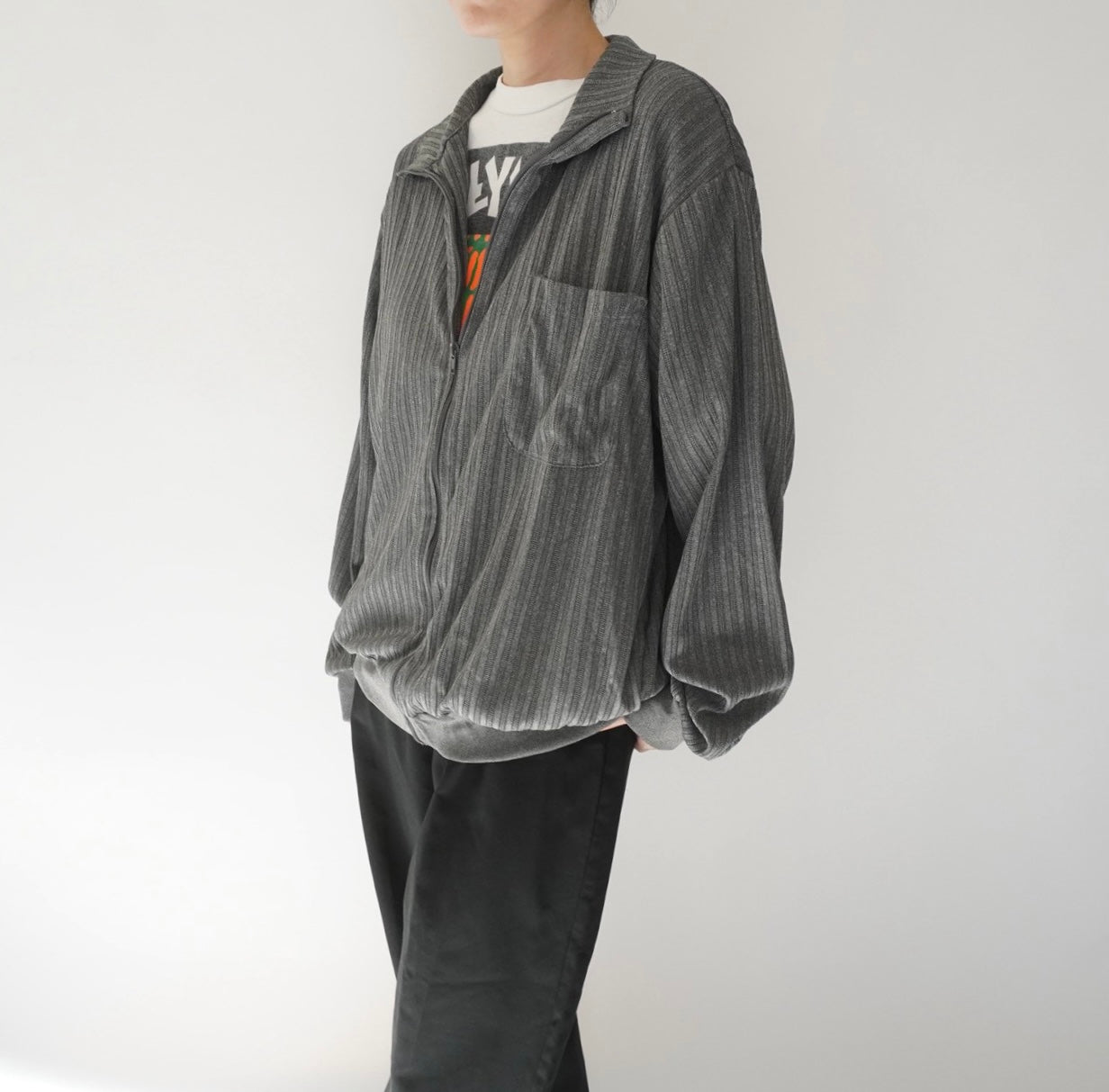 90s Ribbed Zip Top