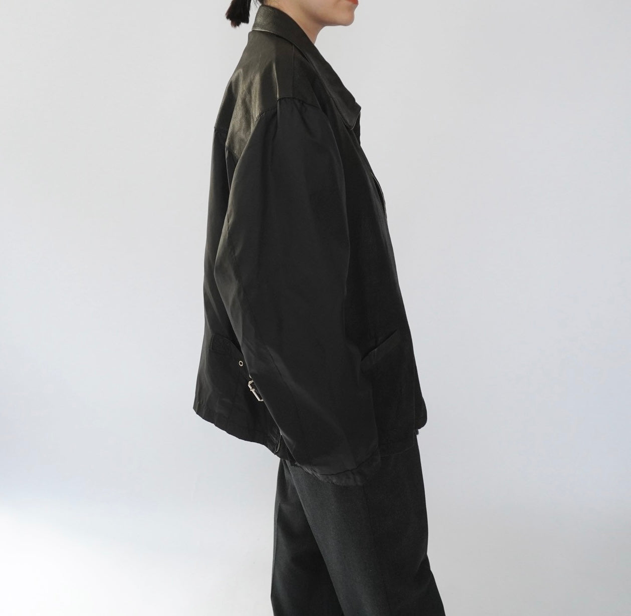 90s Leather × Nylon Jacket