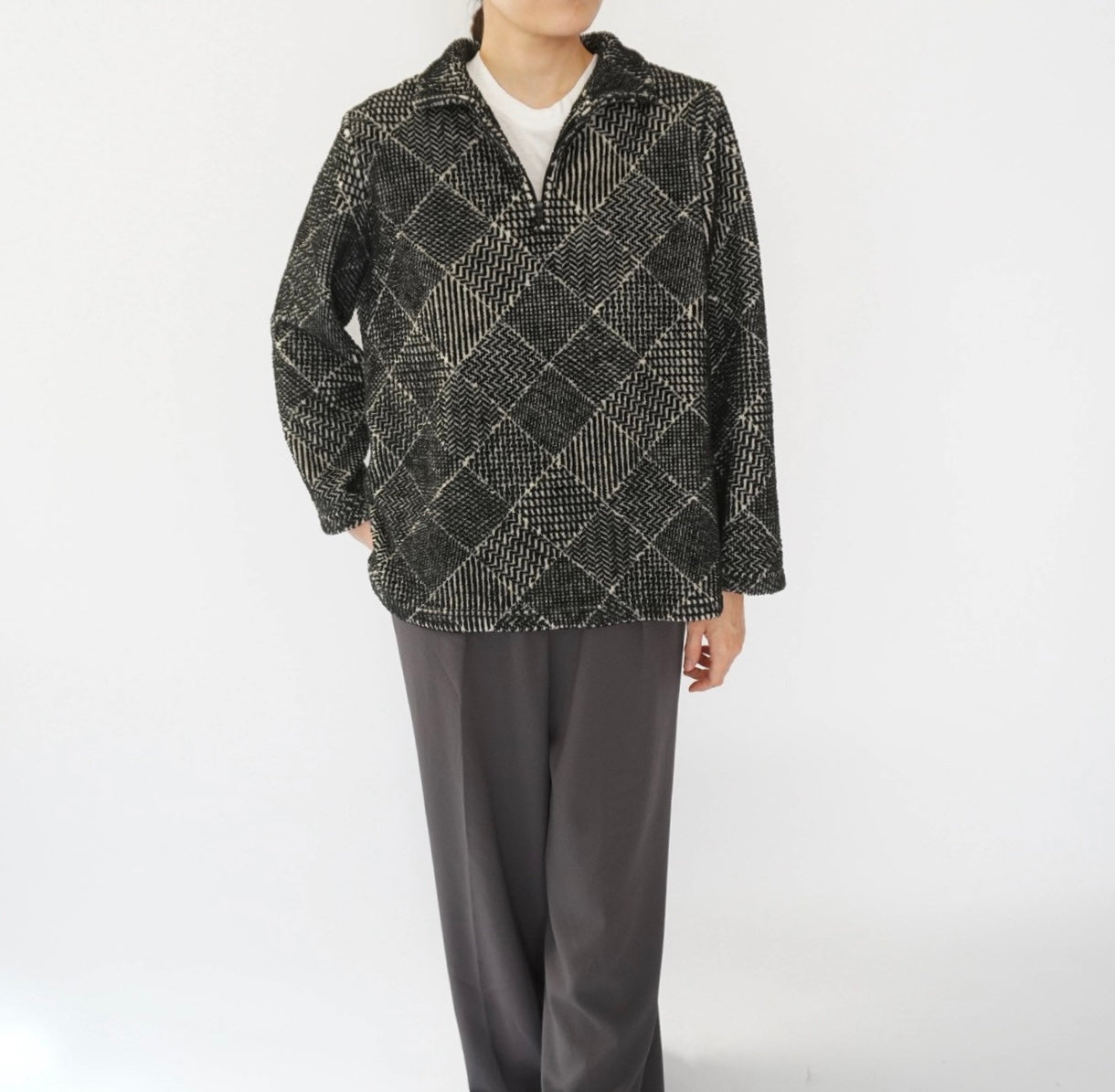 90s Pattern Fleece Top Made in Canada