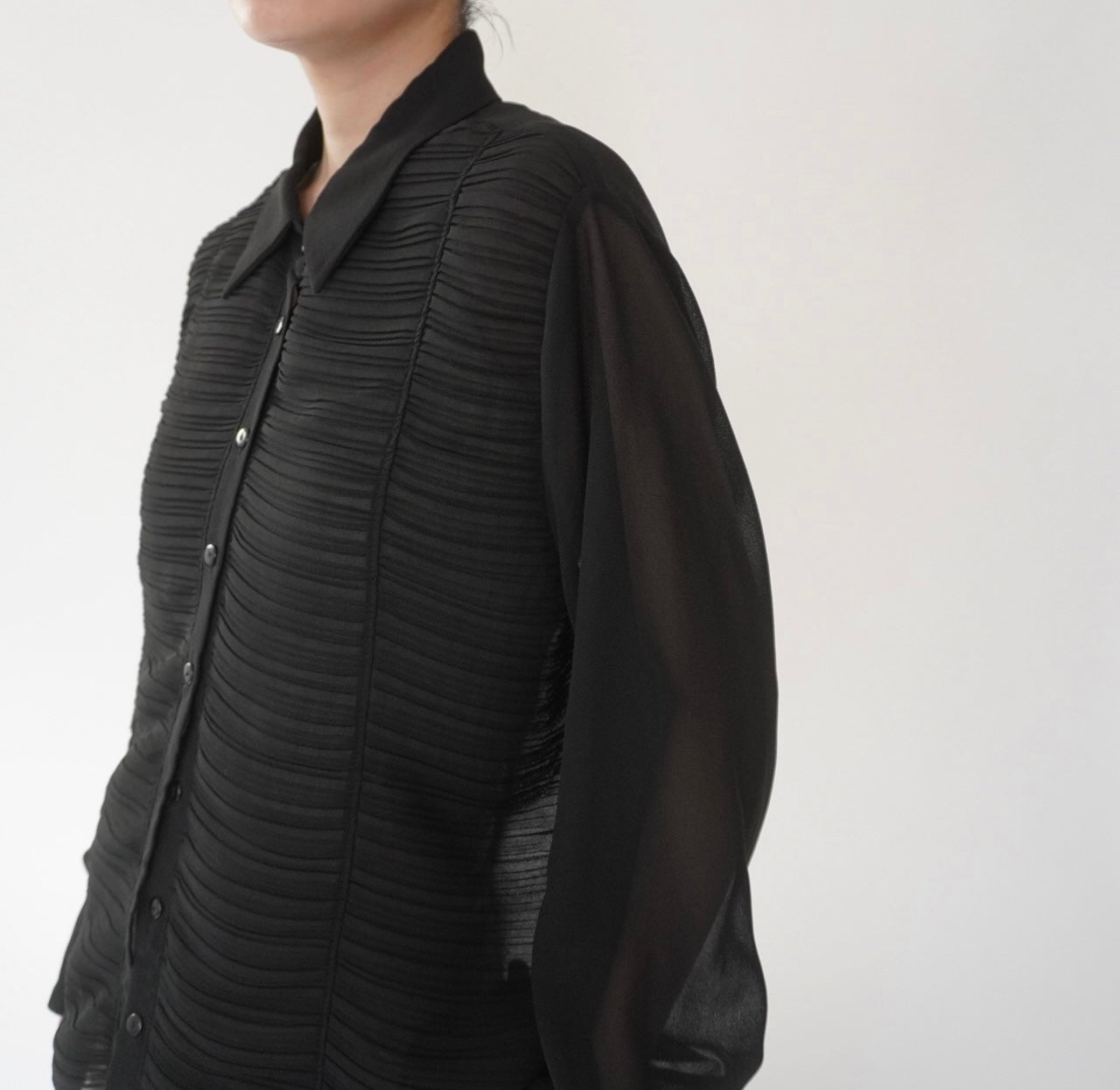 90s Sheer Pleats  Shirt