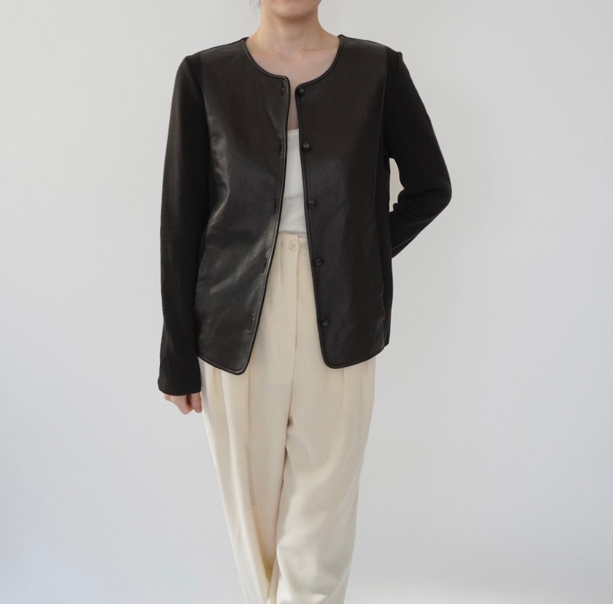 90s Faux Leather Top,Cardigan