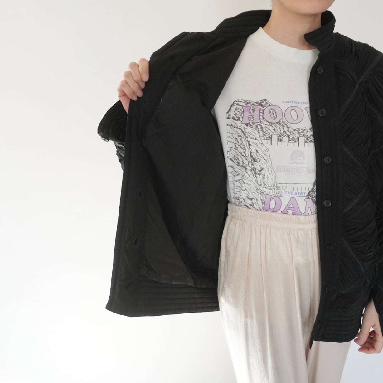 80s Silk Pleat Design Jacket
