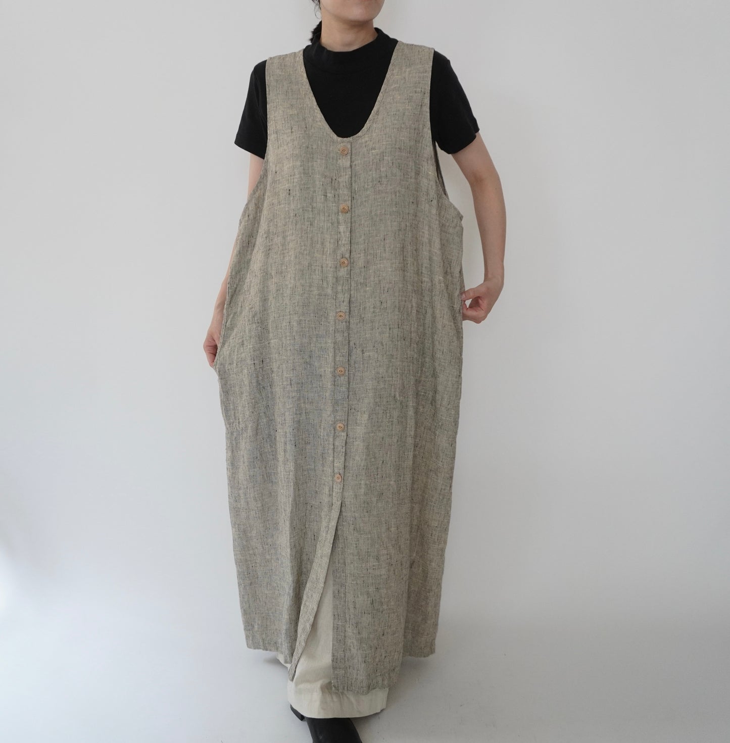 90s FLAX by jeanne engelhart Linen Dress