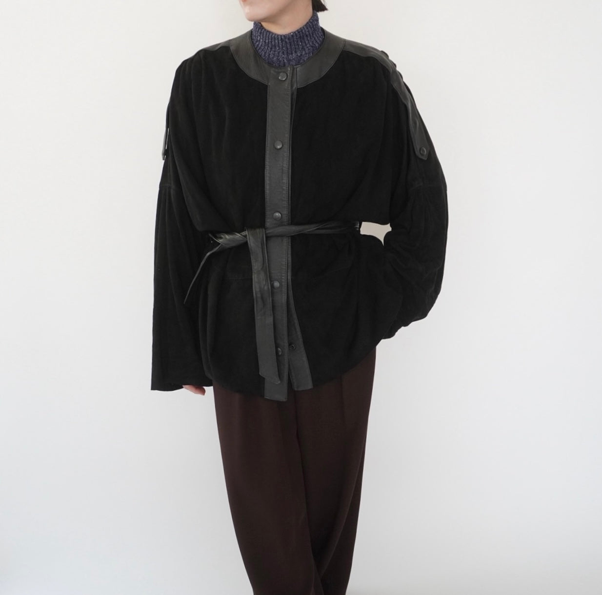 80s EURO Design Suede x Leather Jacket