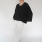 90s Black Linen Boxy Blouse