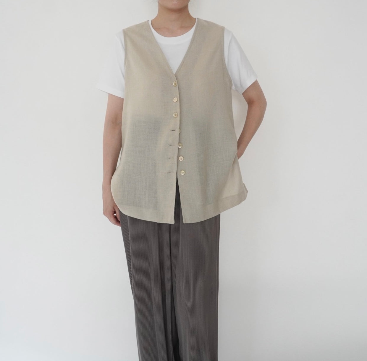 90s Beige Vest Made in USA