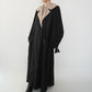 90s Black Design Maxi Coat