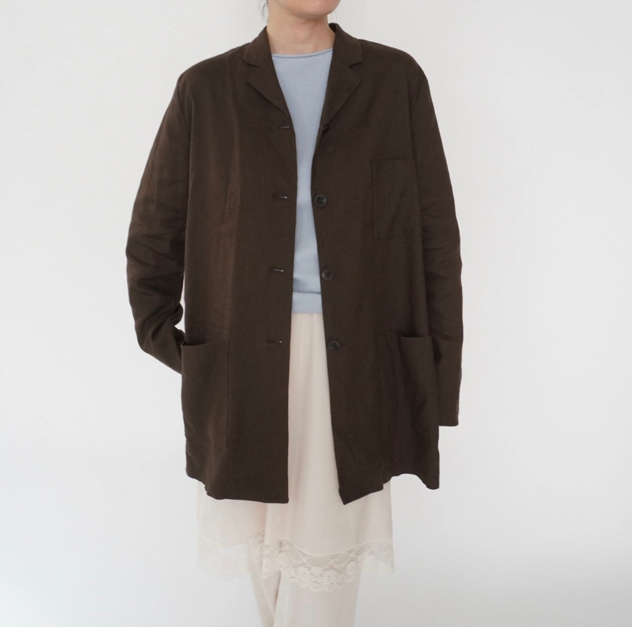 90s Linen Shirt Jacket